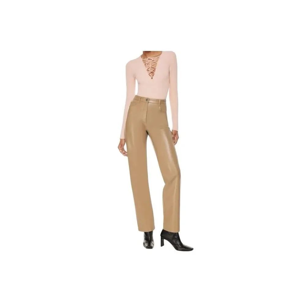 Wilfred Aritzia The Melina Faux Leather Pant Tan Brown Size S
